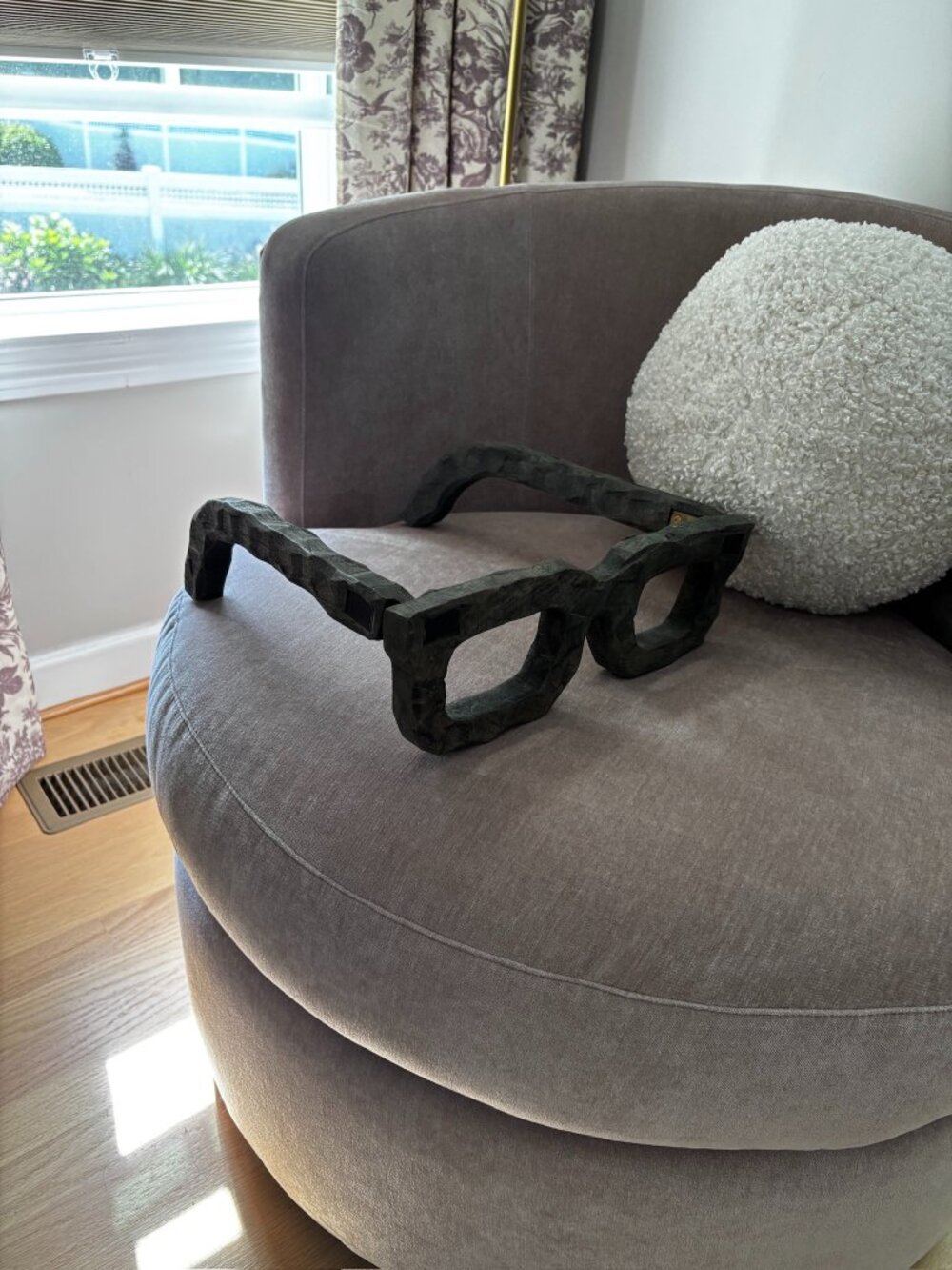 Oversized Dark Gray Wood Eyeglasses Sculpture Folding Display Décor